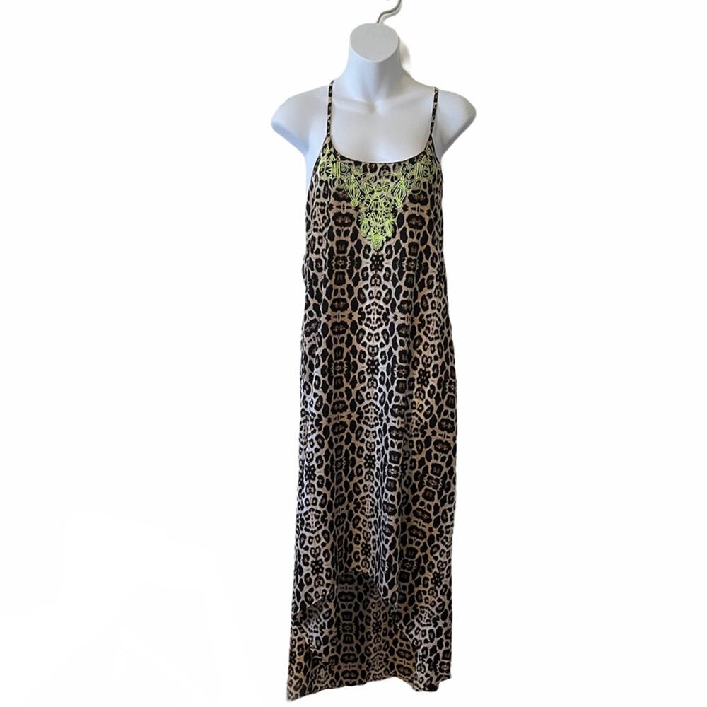 Dex animal print high low neon dress